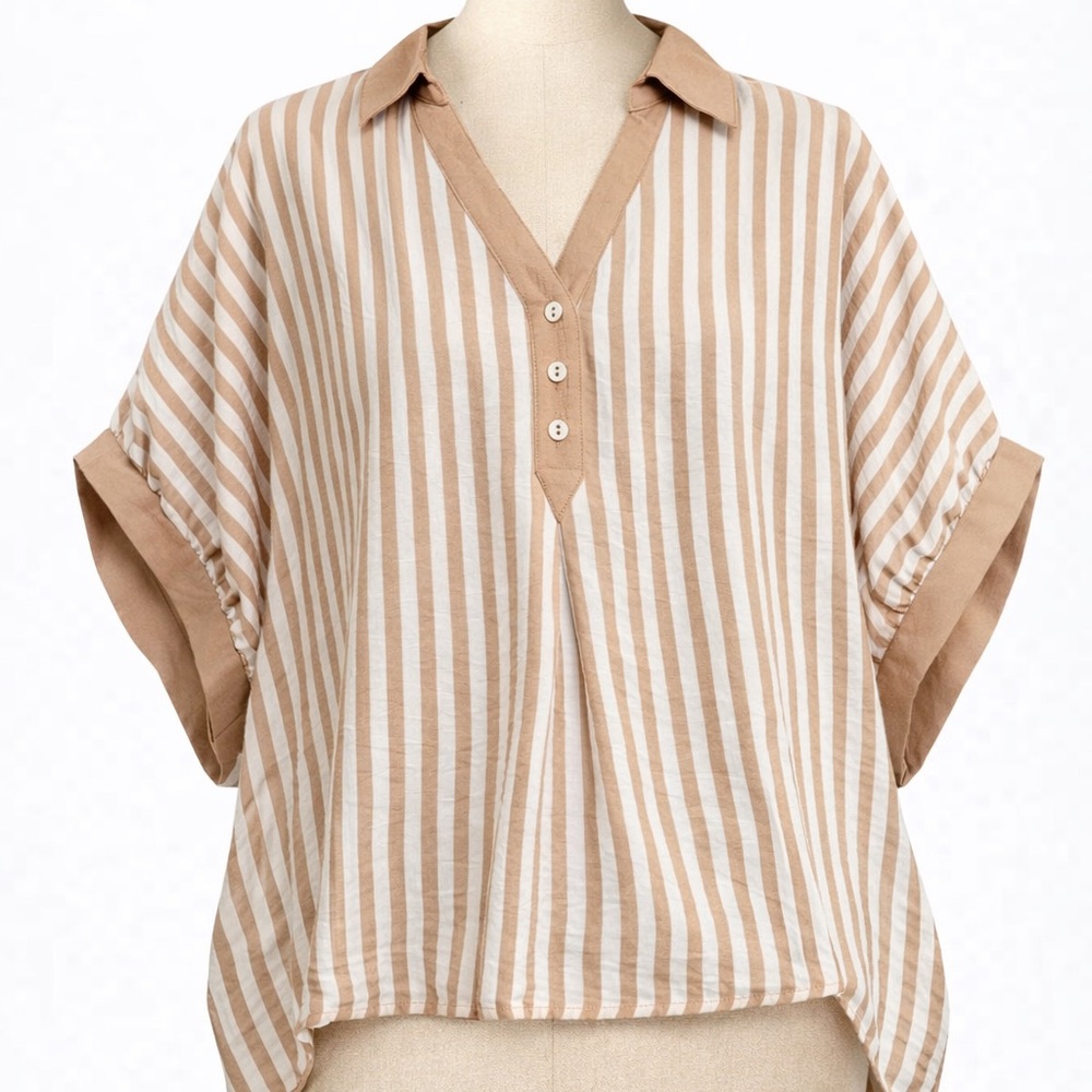 NEW Striped Beige and White Women's Top by Umgee